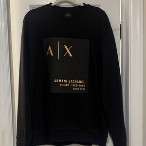 Armani Exchange Black and Gold Crewneck Sweater